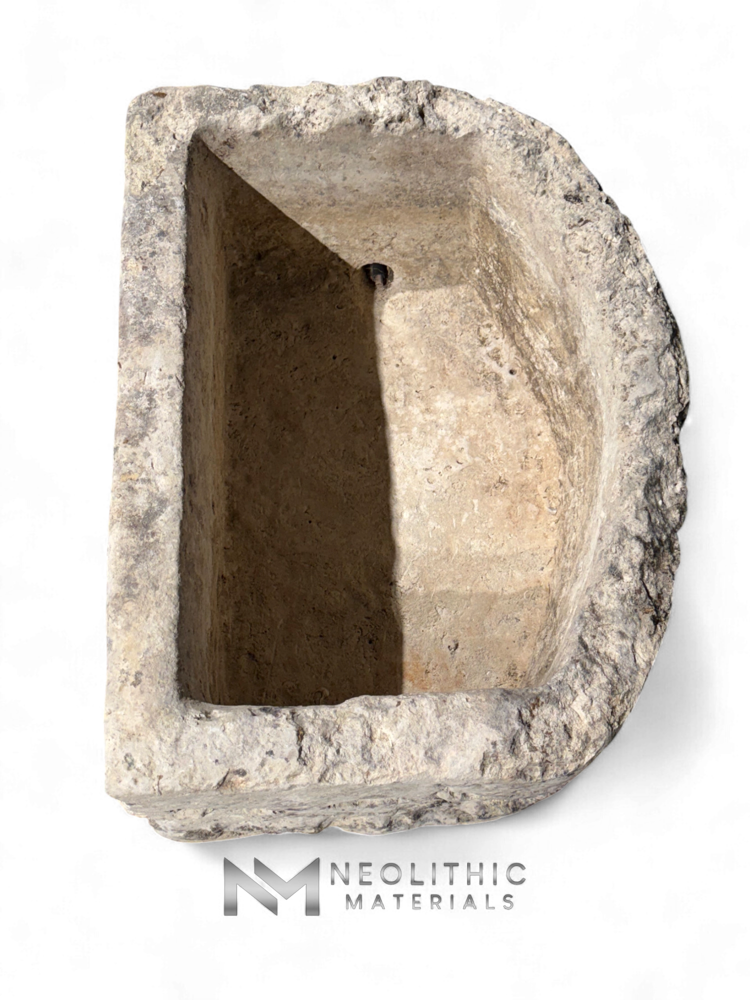 Antique French Limestone Half Moon Trough - Image 4